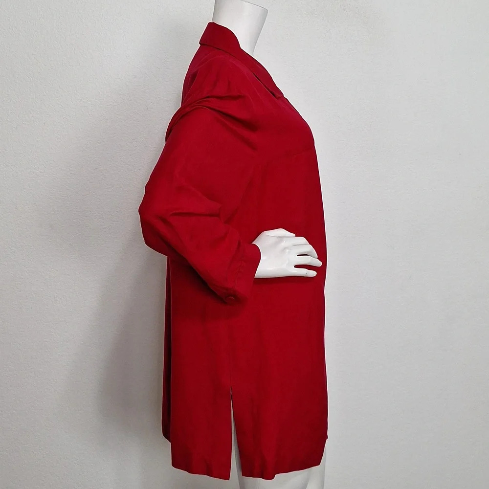 Dana Buchman Red Linen Blend Preppy Button Down Lightweight Jacket Plus Size 16 - Picture 3 of 7
